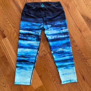 Prana Ocean Water Cropped Leggings Stretch M made in USA